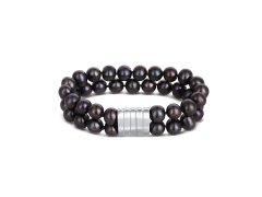 JwL Luxury Pearls Dvojitý/dvouřadý náramek z pravých černých perel JL0599