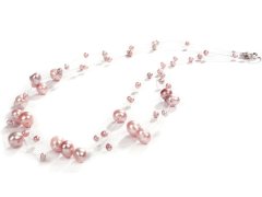 JwL Luxury Pearls Náhrdelník z levitujících pravých růžových perel JL0826