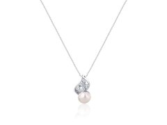 JwL Luxury Pearls Něžný náhrdelník s pravou perlou a zirkony JL0749 (řetízek, přívěsek)