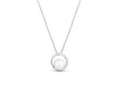 JwL Luxury Pearls Něžný náhrdelník se zirkony a pravou perlou JL0833 (řetízek, přívěsek)