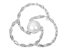 JwL Luxury Pearls Perlová brož trojlístek s krystaly JL0519