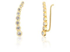 JwL Luxury Pearls Pozlacené podélné náušnice s třpytivými krystaly JL0743