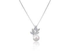 JwL Luxury Pearls Překrásný stříbrný náhrdelník s pravou perlou a zirkony JL0785 (řetízek, přívěsek)