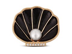 JwL Luxury Pearls Půvabná pozlacená brož lastura s perlou 2v1 JL0764