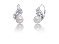 JwL Luxury Pearls Půvabné stříbrné náušnice s pravou bílou perlou JL0706