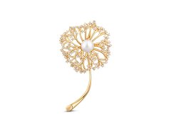 JwL Luxury Pearls Romantická pozlacená brož 2v1 s pravou bílou perlou JL0729