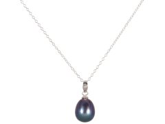 JwL Luxury Pearls Stříbrný náhrdelník s modrou perlou JL0438 (řetízek, přívěsek) 45 cm