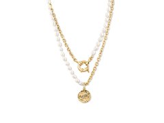 JwL Luxury Pearls Stylový pozlacený náhrdelník s pravými říčními perlami JL0798