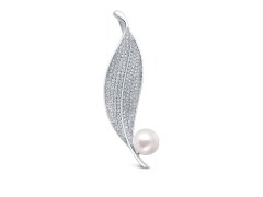 JwL Luxury Pearls Zářivá perlová brož Lísteček JL0701