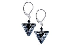 Lampglas Elegantní náušnice Black Marble Triangle s ryzím stříbrem v perlách Lampglas ETA2