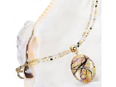 Lampglas Krásný náhrdelník pro ženy Romantic Roots s perlou Lampglas s 24karátovým zlatem NP13