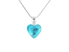Lampglas Něžný náhrdelník Forest Heart s ryzím stříbrem v perle Lampglas NLH10