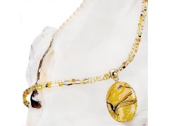 Lampglas Originální dámský náhrdelník Sunny Meadow s perlou Lampglas s 24karátovým zlatem NP16