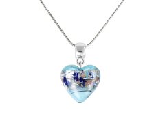 Lampglas Půvabný náhrdelník Ice Heart s ryzím stříbrem v perle Lampglas NLH29