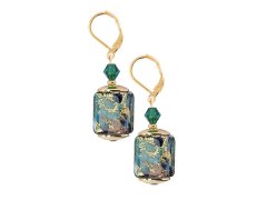 Lampglas Slušivé náušnice Emerald Oasis s 24karátovým zlatem v perlách Lampglas ECU68