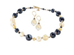 Lampglas Souprava šperků Gold Elegance s 24karátovým zlatem v perlách Lampglas CQ11 (náhrdelník, náušnice)