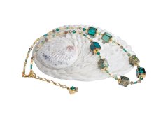 Lampglas Úchvatný náhrdelník Emerald Oasis s 24karátovým zlatem v perlách Lampglas NCU68