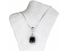 Lampglas Unikátní dámský náhrdelník Dark Lady s perlou Lampglas NSA11