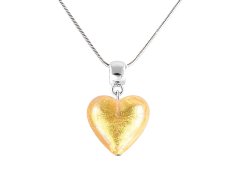 Lampglas Zářivý náhrdelník Golden Heart s 24karátovým zlatem v perle Lampglas NLH24