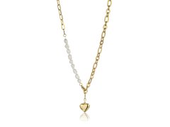Marc Malone Módní pozlacený náhrdelník s perlami Lila White Necklace MCN23069G