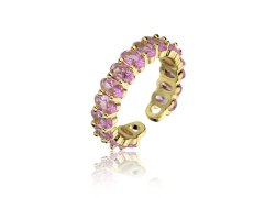 Marc Malone Třpytivý pozlacený prsten s růžovými zirkony Arabella Pink Ring MCR23053G