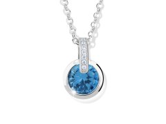 Modesi Okouzlující stříbrný náhrdelník se zirkony a akvamarínem M41069 (řetízek, přívěsek)