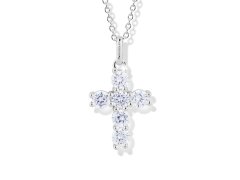 Modesi Půvabný stříbrný náhrdelník Křížek s kubickými zirkony M00541 (řetízek, přívěsek)