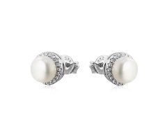 MOISS Elegantní stříbrné náušnice s perlami a zirkony EP000111