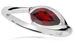 MOISS Elegantní stříbrný prsten s červeným granátem RG000 54 mm