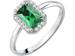 Morellato Třpytivý stříbrný prsten se zeleným kamínkem Tesori SAIW76 52 mm