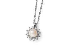 Oliver Weber Půvabný rhodiovaný náhrdelník s perličkou Rush 12265R