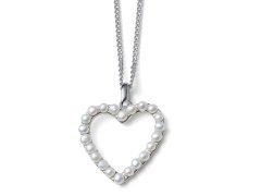 Oliver Weber Romantický stříbrný náhrdelník Srdce z perel Dive Pearl 61172 (řetízek, přívěsek)
