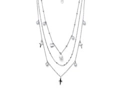 Oliver Weber Trojitý ocelový náhrdelník s perličkami Prayer 12261