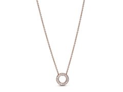 Pandora Bronzový náhrdelník s třpytivým přívěskem Rose 387436C01-45 (řetízek, přívěsek)