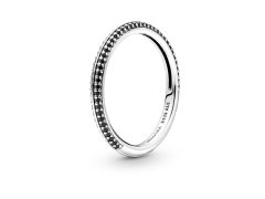 Pandora Minimalistický stříbrný prsten s černými krystaly Me 199679C02 50 mm