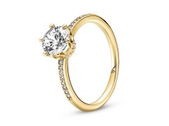 Pandora Blyštivý pozlacený prsten Třpytivá korunka Shine 168289C01 60 mm