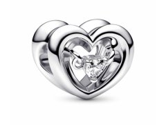 Pandora Půvabný stříbrný drops Srdce s plovoucím zirkonem Moments 792493C01