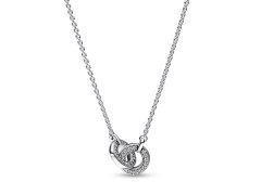 Pandora Slušivý stříbrný náhrdelník s kroužky Signature 392736C01-45
