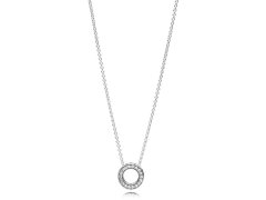 Pandora Stříbrný náhrdelník s třpytivým přívěskem 397436CZ-45 (řetízek, přívěsek)