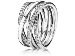 Pandora Stříbrný propletený prsten Timeless 190919CZ 54 mm