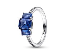 Pandora Třpytivý stříbrný prsten s modrými krystaly Timeless 192389C01 52 mm