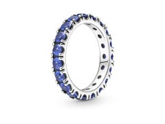 Pandora Třpytivý stříbrný prsten s modrými krystaly Eternity Timeless 190050C02 56 mm