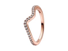 Pandora Vlnitý bronzový prsten se zirkony Rose Timeless 182539C01 56 mm
