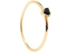 PDPAOLA Minimalistický pozlacený prsten se srdíčkem Black Heart Gold AN01-224 56 mm