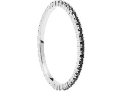 PDPAOLA Minimalistický prsten ze stříbra s černými zirkony Black Essential Silver AN02-348 50 mm