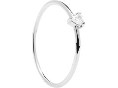 PDPAOLA Minimalistický stříbrný prsten se srdíčkem White Heart Silver AN02-223 50 mm