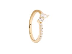 PDPAOLA Krásný pozlacený prsten se zirkony Ava Essentials AN01-863 48 mm