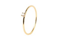 PDPAOLA Minimalistický pozlacený prsten se zirkonem White Solitary Essentials AN01-156 54 mm