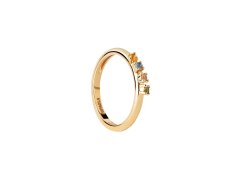PDPAOLA Půvabný pozlacený prsten se zirkony RAINBOW Gold AN01-C10 48 mm