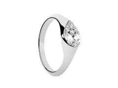 PDPAOLA Půvabný stříbrný prsten se zirkony Vanilla AN02-A51 56 mm